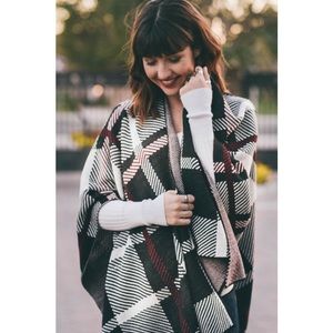 soft plaid ruana poncho